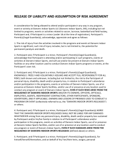 RELEASE OF LIABILITY AND ASSUMPTION OF RISK AGREEMENT