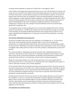 Unfair trading is increasingly often c