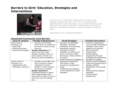 Barriers to Girls` Education, Strategies and Interventions