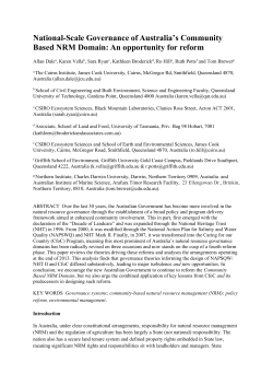 National-Scale Governance of Australia`s Community Based NRM