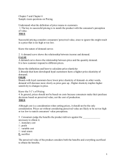 Chapter 5 and Chapter 6 Sample exam questions on Pricing