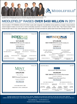 Middlefield&reg; raises over $450 million in 2011
