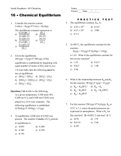 South Pasadena &bull; AP Chemistry