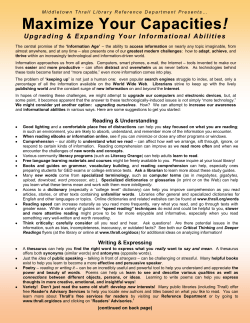 Maximize Your Capacities! - Middletown Thrall Library