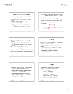 Proof of Pumping Lemma PL Use Example