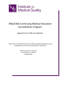 IMQ CME Accreditation Application IMQ/CMA Continuing Medical