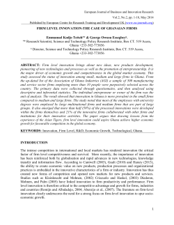FIRM LEVEL INNOVATION:THE CASE OF GHANAIAN FIRMS