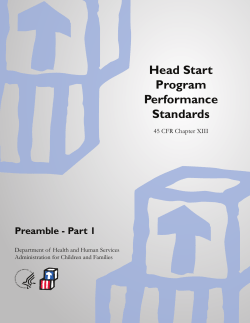 Head Start Performance Standards Preamble Part I