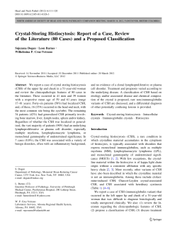 Crystal-Storing Histiocytosis: Report of a Case, Review of the