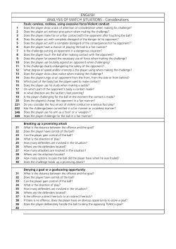 Analysis of Match Situations - Considerations