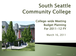 College-wide Meeting Budget Planning For 2011