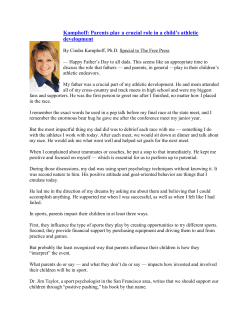 Kamphoff: Parents play a crucial role in a child`s athletic development