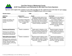 ACHP Classification Level Worksheet for MH Adult Care Home