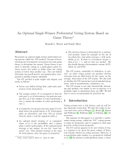 An optimal single-winner preferential voting system based on game