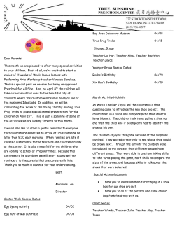 Dear Parents, This month we are pleased to offer many special