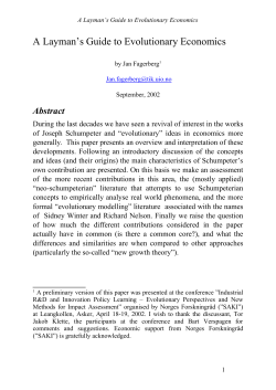 A Layman`s Guide to Evolutionary Economics - UiO