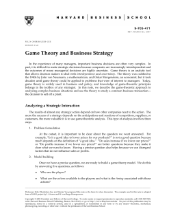 Game Theory and Business Strategy