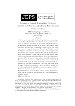 Breakup of Repeat Transaction Contracts, Specific - JEPS
