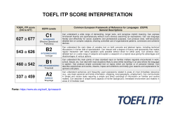 TOEFL ITP SCORE INTERPRETATION C1 B2 B1 A2