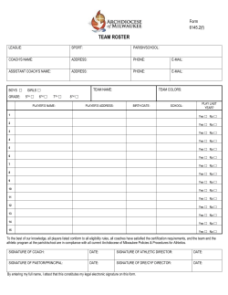 Team Roster - Archdiocese of Milwaukee