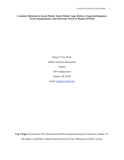 Customer Relations in Social Media: Social Media Usage Motives