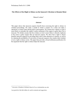 The Effects of the Right to Silence on the Innocent`s Decision to