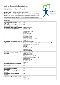 Active Choices E. Lothian - Highlight report Nov 2013