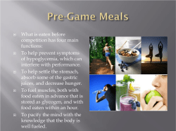 Pre-Game Meals - WESTLAKE HEALTH AND PE