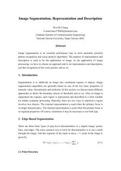 Image Segmentation, Representation and Description