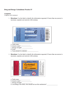 Drug and Dosage Calculaitons Practice IV