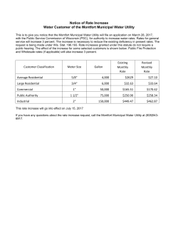 Notice of Rate Increase Water Customer of the
