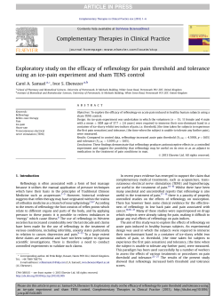 Exploratory study on the efficacy of reflexology for