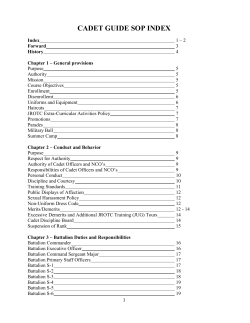 cadet guide sop index