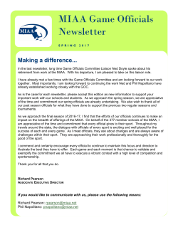 MIAA Game Officials Newsletter