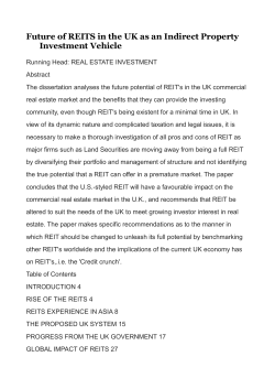 Future of REITS in the UK as an Indirect Property Investment Vehicle