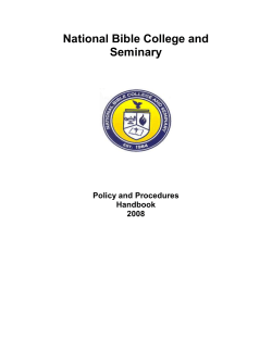 Policies and Procedures - National Bible College and Seminary