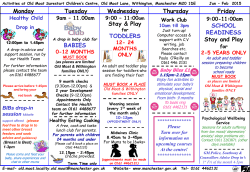 10-11.30am Every Monday ~ Fresh Start @ Old Moat