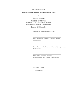 RICE UNIVERSITY New Sufficient Condition for Hamiltonian Paths