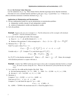 Optimization (minimization and maximization)