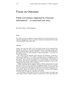 Focus on Outcome Public Governance supported by Outcome