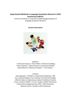 Experimental Methods in Language Acquisition Research VIII 2012