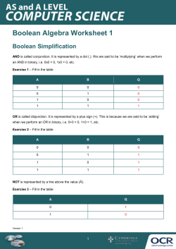 A Level Computer Science, Topic Exploration Pack, Boolean