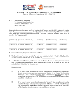 shareholder`s representations letter