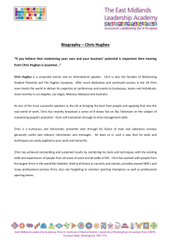 Biography &ndash; Chris Hughes &ldquo;If you believe that maximising your own