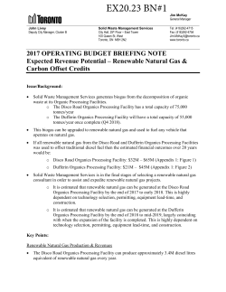 Expected Revenue Potential Renewable Natural