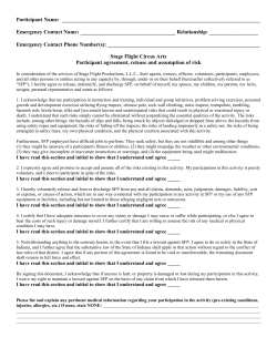 participant agreement, release and assumption of risk