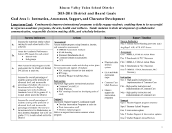 2013-2014 District and Board Goals Goal Area 1: Instruction