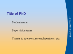 Title of PhD - Lincoln University
