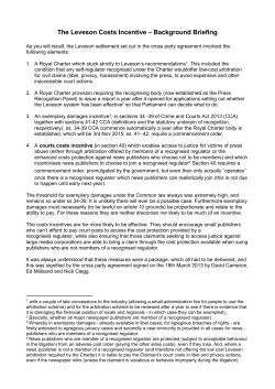 The Leveson Costs Incentive &ndash; Background Briefing