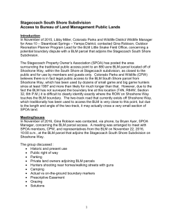 Stagecoach South Shore Subdivision Access to Bureau of Land
